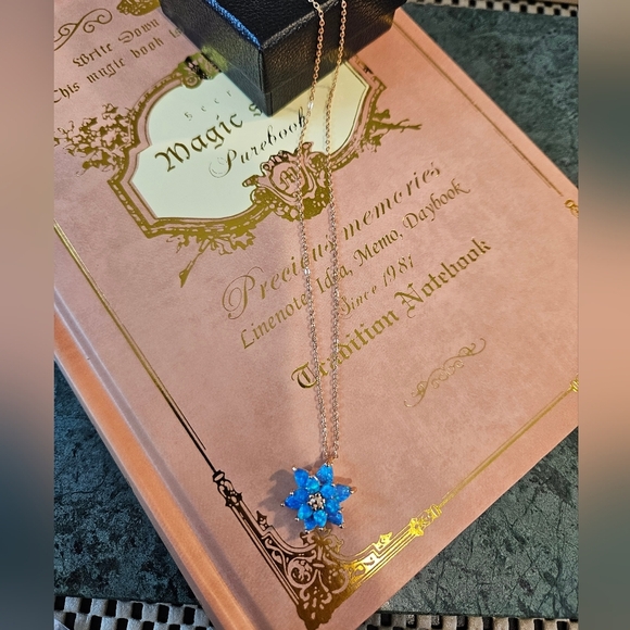 Sterling 925 Silver Lotus Necklace - Colorful Opal Inlaid, Exquisite - Picture 6 of 9